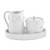 Mud Pie White Beaded Terracotta Creamer and Sugar Tray Set