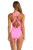 Sunshine 79 Gypset V-Plunge One Piece Swimsuit Solid Electric Pink