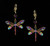 Anne Koplik Multi-Color Crystal Antique Brass Dragonfly Earrings