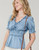 Spartina 449 Ginette Dusty Blue Blouse Top