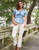 Spartina 449 Ginette Dusty Blue Blouse Top