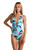 Sunshine 79 Far Out Feathers Keyhole V-Plunge One Piece Swimsuit