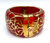 Andrew Hamilton Crawford Red Damask & Gold Hinged Thick Bangle Bracelet