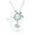 Ocean Jewelry Aqua Crystal Dangle Turtles Pendant Silver Necklace