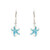 Ocean Jewelry Aqua Crystal Starfish Wrapped On Pearl Dangle Silver Earrings