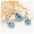 Ocean Jewelry Sapphire and Aqua Crystal Cowrie Shell Silver Drop Earrings
