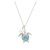 Ocean Jewelry Aqua Crystal Turtle Pendant With Pearl Charm Silver Necklace
