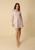 Hale Bob Sloan Beige Lavender Jersey 3/4 Sleeve Shirt Dress