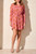 Tribal Flamingo Pink Print Roll Up Sleeve Shirt Dress