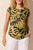 Tribal Cap Sleeve Tropical Jungle Print Top With Shirring