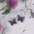 Mosaico Jewelry Mariposa Crystal Butterfly Dangle Silver Earrings
