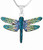 Mosaico Jewelry Mystic Dragonfly Large Crystal Pendant Silver Chain Necklace