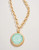 Spartina 449 Karina Ocean Aqua Blue Stone Gold Round Pendant Necklace
