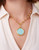Spartina 449 Karina Ocean Aqua Blue Stone Gold Round Pendant Necklace