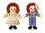 Aurora Vintage Style Raggedy Ann & Andy Awake Asleep 12" Cloth Flip Doll Set