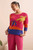 Tribal Coastal Novelty Vibrant Colors Knit Boat Neck Jacquard Sweater