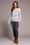 Tribal Floral Stripe Combo Soft Crew Neck Knit Sweater Top