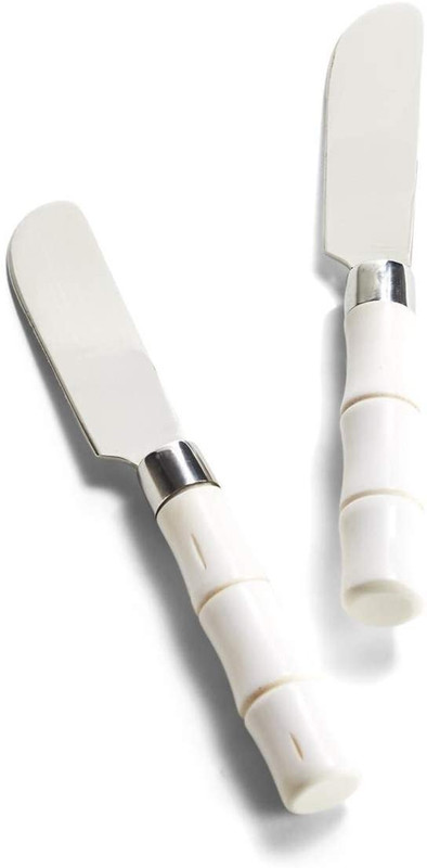 Two's Company White Faux Bamboo Spreader Knives Set of 2
