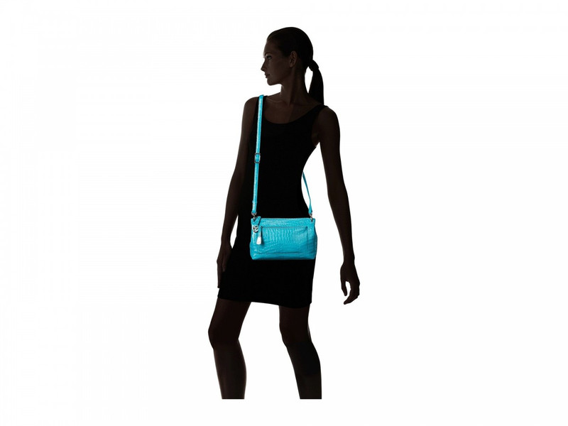 Brighton Bria Aqua Messenger Embossed Leather Crossbody Purse