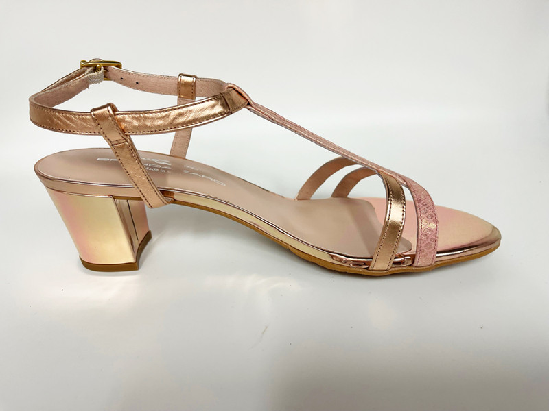 Brenda Zaro Nassau Polar Rose Gold Strappy Low Heel Dress Sandals