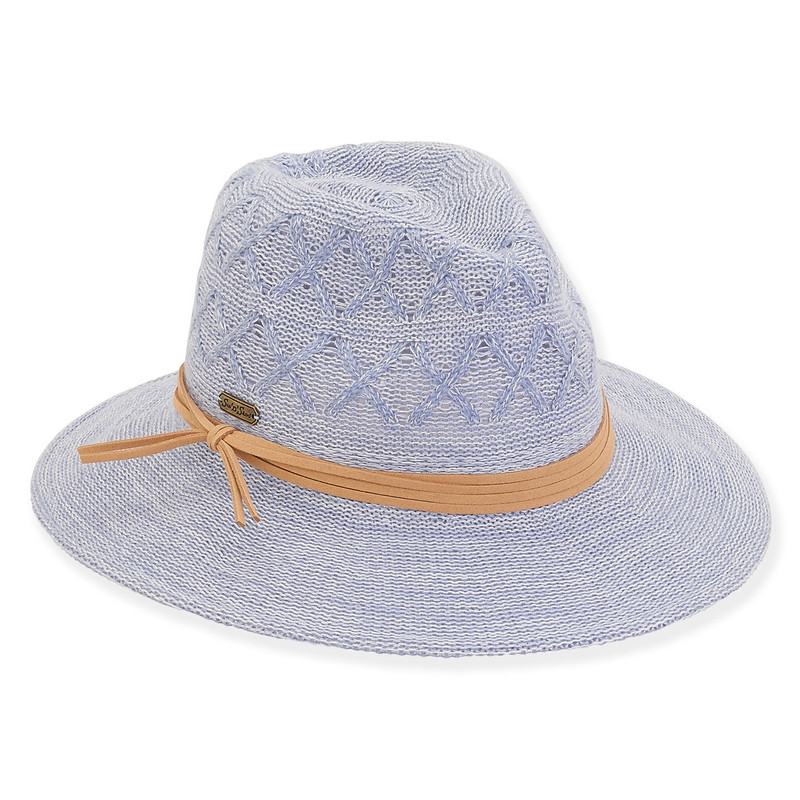 Sun N Sand Poly Braid Light Denim Blue Safari Hat