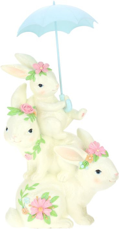 Mark Roberts Trio Bunny Family Under An Umbrella Figurine