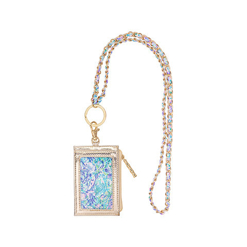 Lilly Pulitzer Soleil It On Me Gold Chain Lanyard ID Badge Holder
