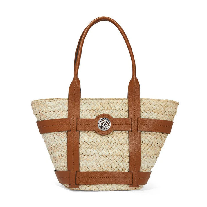 Brighton Skylar Natural Straw Luggage Trim Tote Purse - Beach