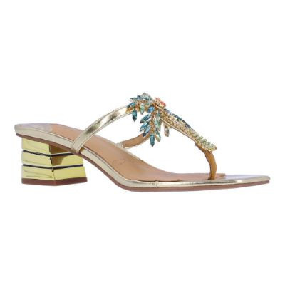 J. Renee Palmy Rhinestone Palm Tree Gold Sandal - Beach House Gift