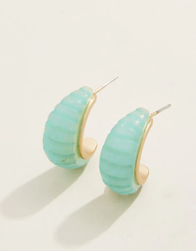 Spartina 449 Carved Jade Hoop Post Earrings