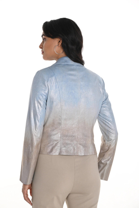 Frank Lyman Ombre Blue Bronze Shimmer Zipper Jacket - Beach House