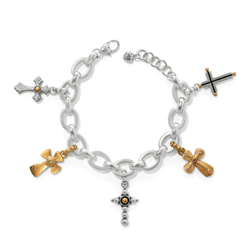 Brighton Majestic Cross Two Tone Charm Bracelet