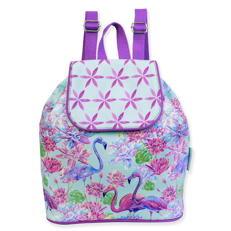 Caribbean Joe Purple Flamingos Waterloo Floral Artistic Back Pack Bag