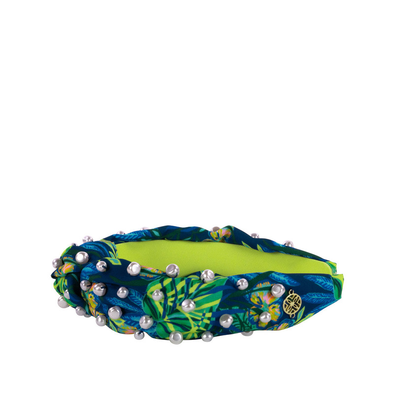 LILLY PULITZER Embellished Slim Knot Headband in Hydra Blue Lilly Pulitzer Embellished Slim Knot Headband - Beach House  main image 3