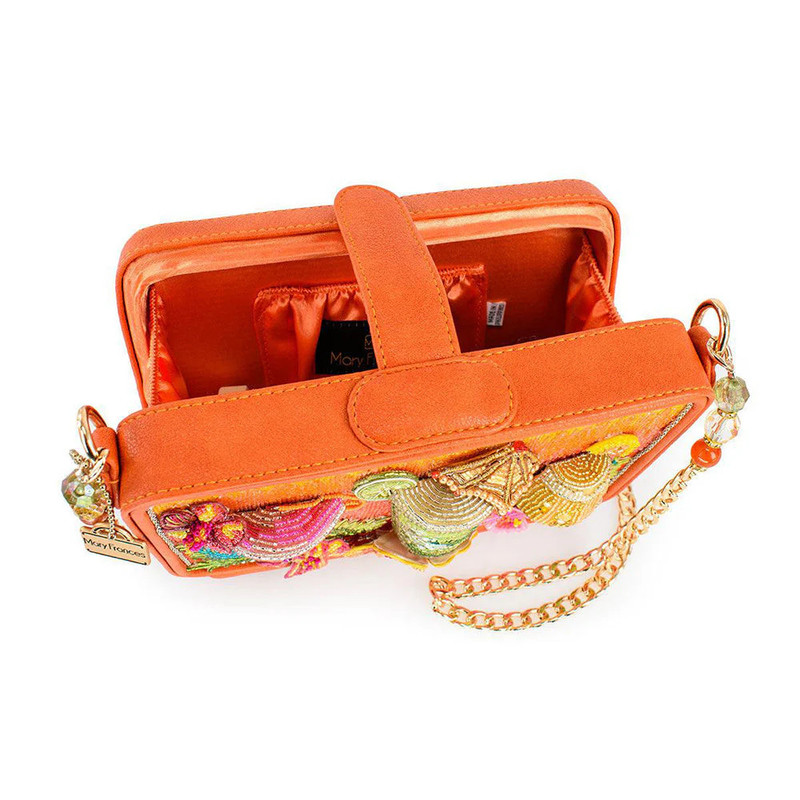 MARY FRANCES パーティーバック リゾート エスニック ゴージャス！ Palm Paradise Beaded Tropical Cocktail Crossbody Clutch Handbag