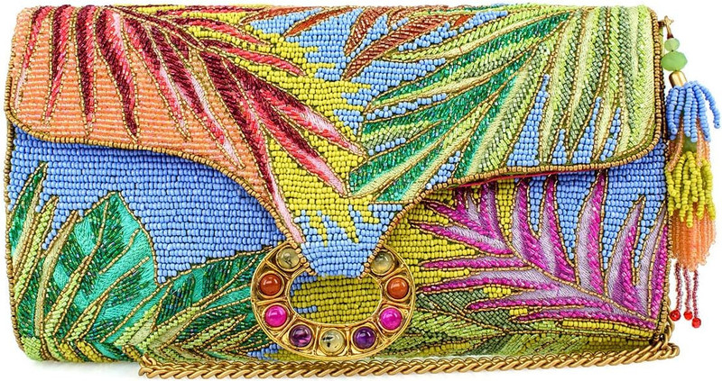 Mary Frances Tropics Multi-Color Palm Leaves Crossbody Clutch Purse