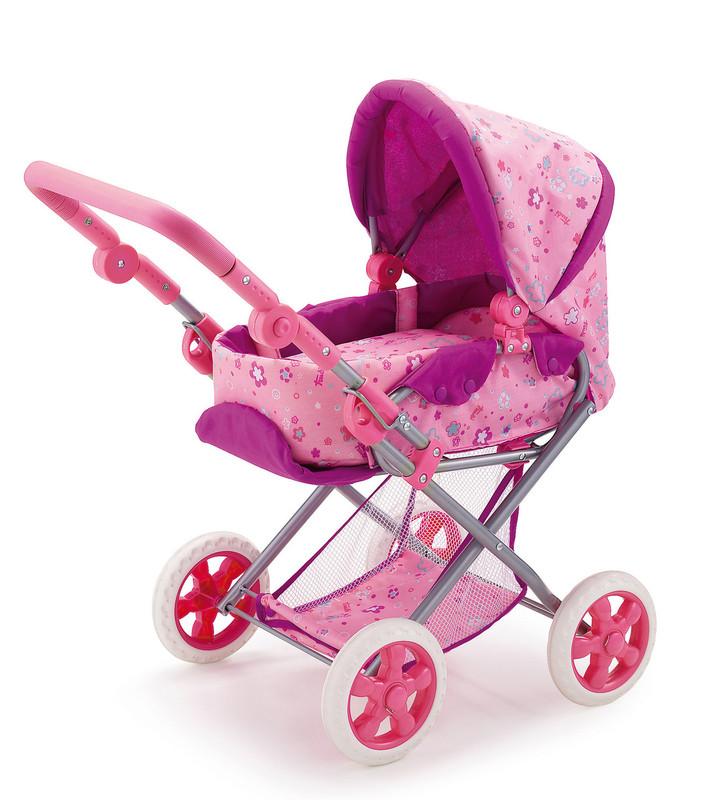 Italian Trudi Pink 3 in 1 Large Doll Pram Stroller and Removeable Carrier Bed