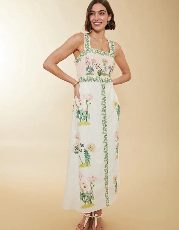Spartina 449 Enclave Floral Sprigs Cleona Midi Dress - Beach House