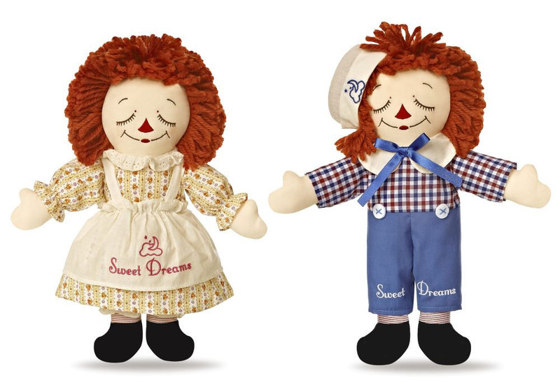 Aurora Vintage Style Raggedy Ann & Andy Awake Asleep 12