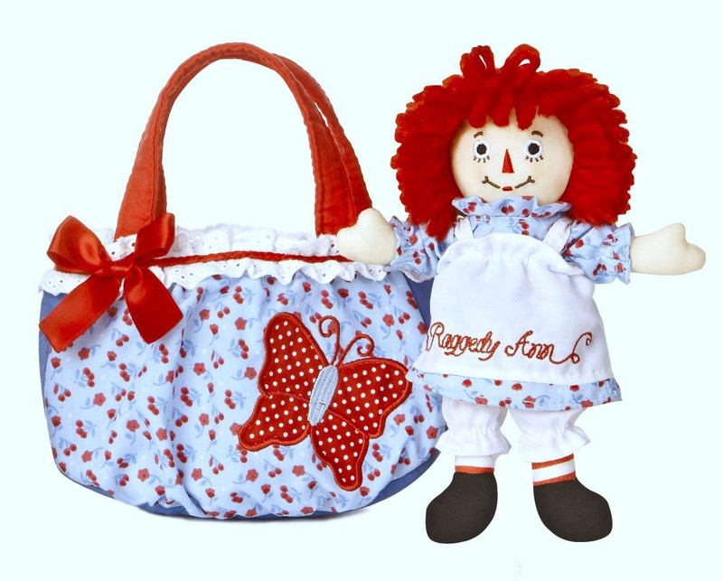 Aurora Classic Raggedy Ann 6" Mini Cloth Doll In Children's Butterfly Purse
