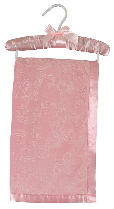 Stephan Baby Embossed Flowers Velvet Pink Crib Blanket