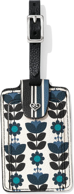Brighton Blue Print Floral Leather Luggage Tag