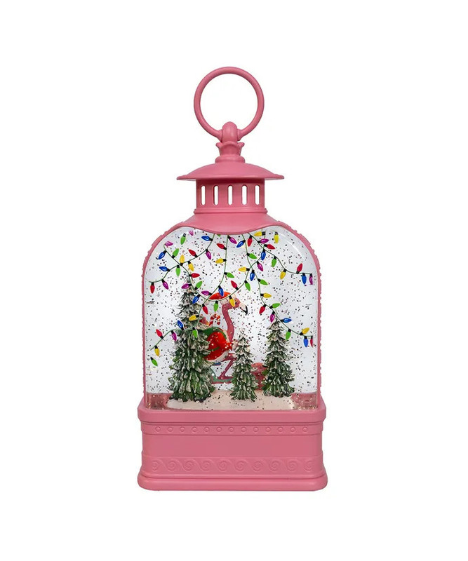 Kurt Adler Motorcycle Riding Santa Flamingo Pink Christmas LED