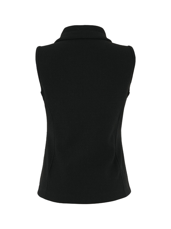 Dolcezza Black Quilt Front Knit Sleeveless Vest Jacket - Beach