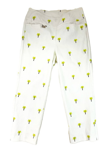 Lulu-B Embroidered Palm Tree White Capri Pant - Beach House Gift
