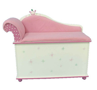Pink Princess Doll Chaise Lounge Chair Storage Chest Clothes Trunk ...