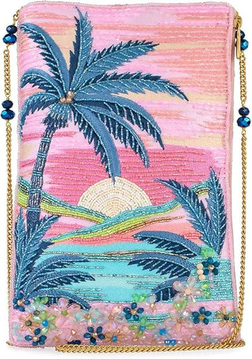 (49) Marly Paris マーリー　ビンテージ Mary Frances Island Time Pink Tropical Mini Crossbody Phone Purse