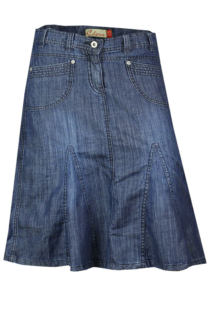 knee length denim skirt uk