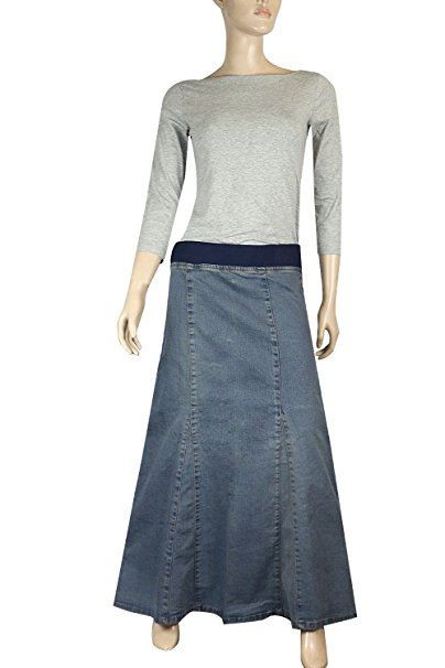 Denim Skirts Knee Length For Women UK Maternity Long Denim Skirts