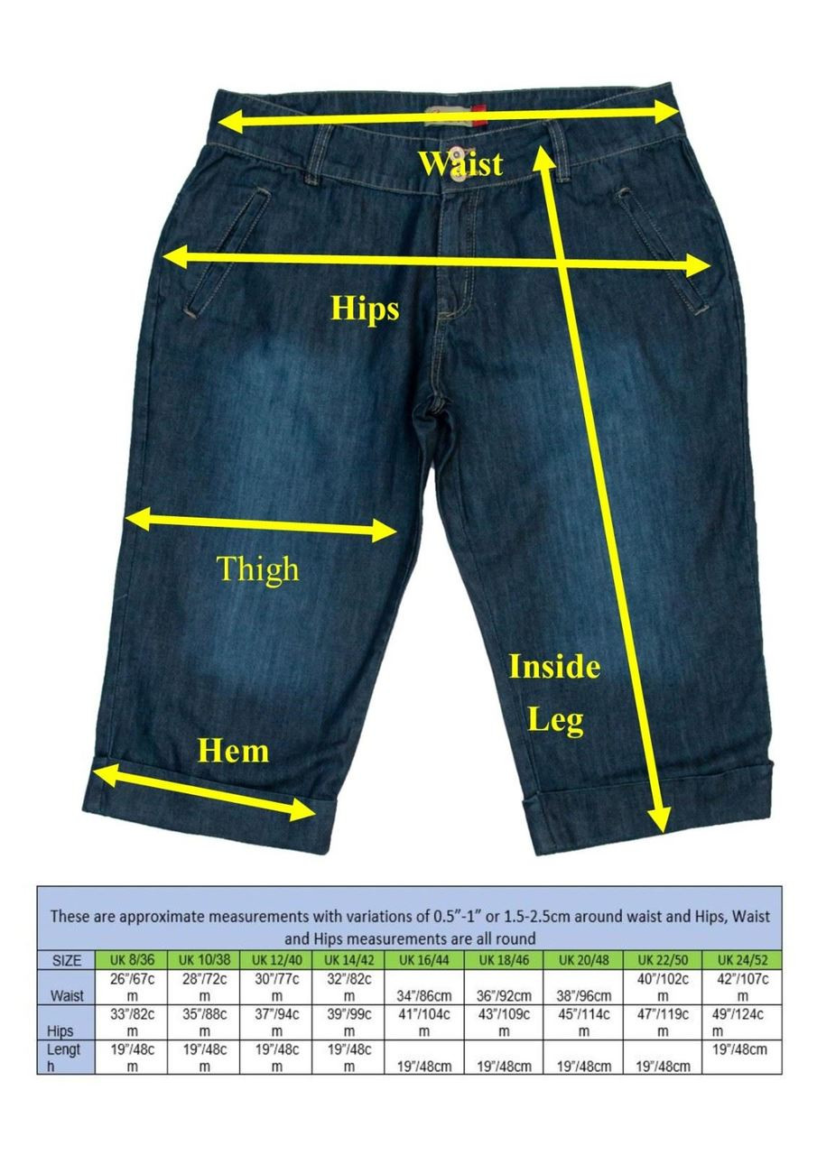Blue Denim Capri Womens Jeans Plus Size 14 16 18 20 22 24 - Jeans Oasis